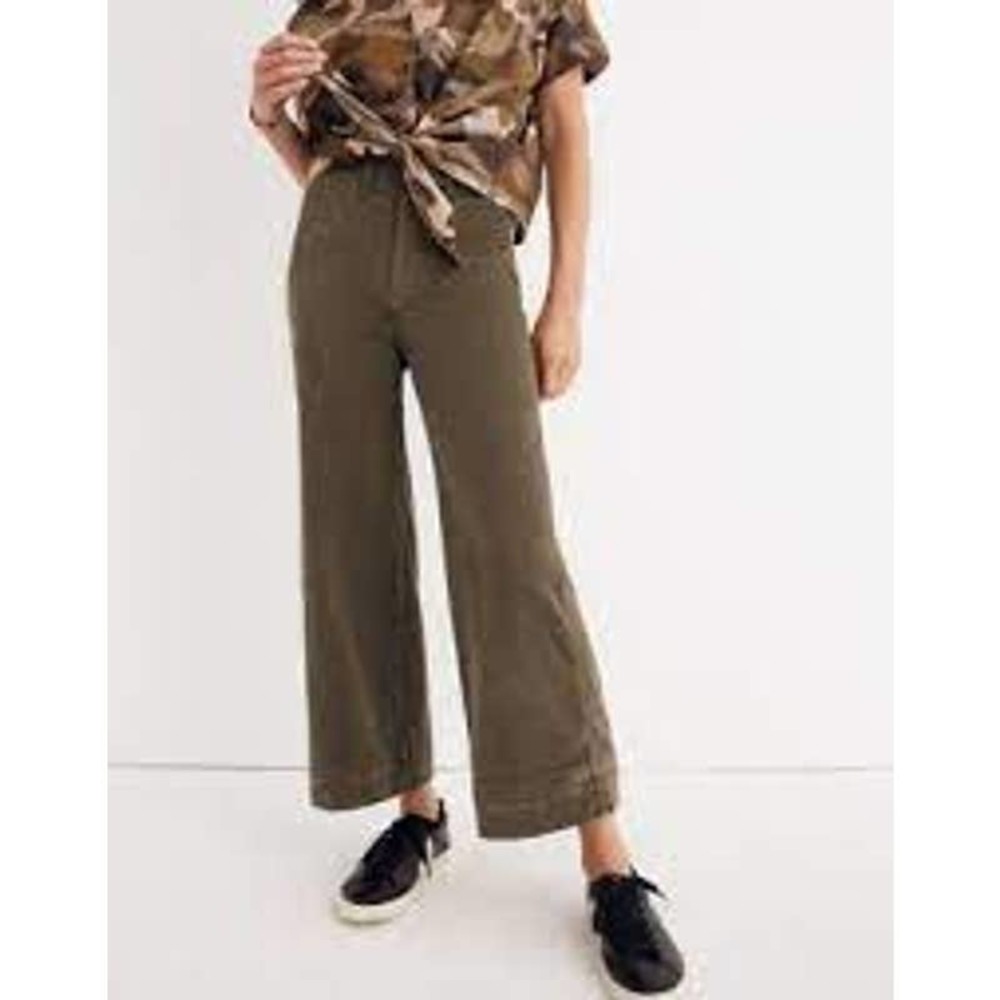 Madewell Green Emmet Velveteen Wide Leg Crop Pants Women's Size 28